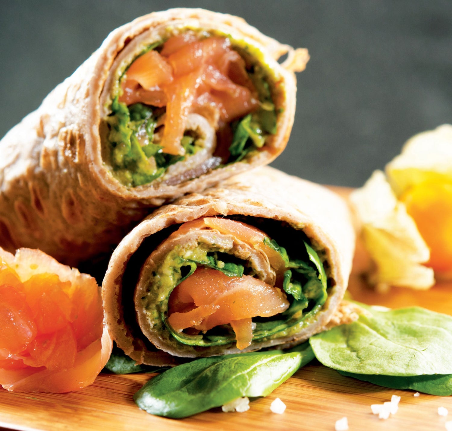 Wraps de sarrasin saumon et mousse d'avocat