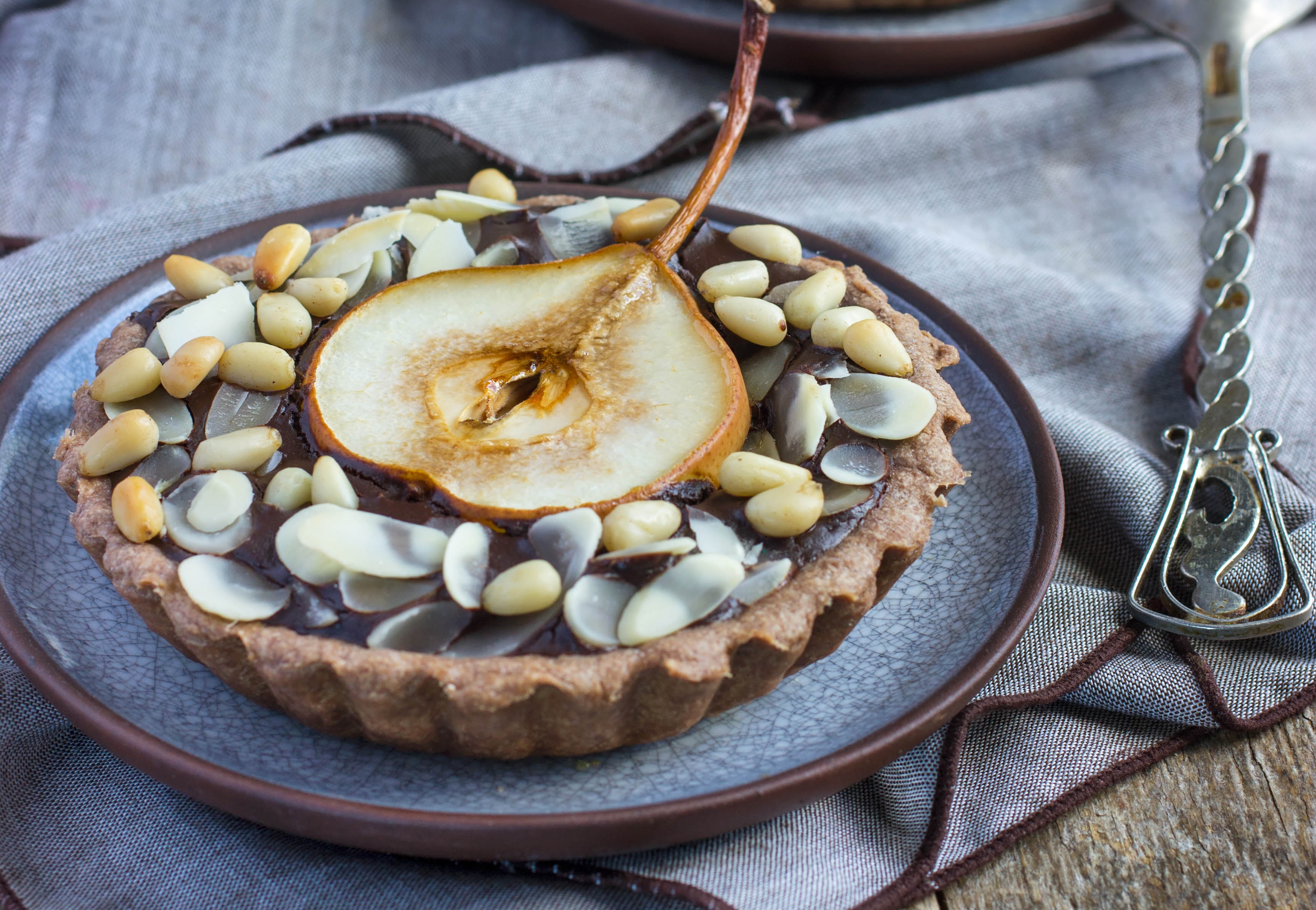 Tarte poire-chocolat et cranberries